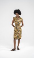 SIXDO Yellowish Brown Raw Mini Dress